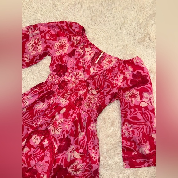 NEW FREE PEOPLE Printed Smocked Waist floral print Maxi Ruby combo Dress sz S - Picture 6 of 8
